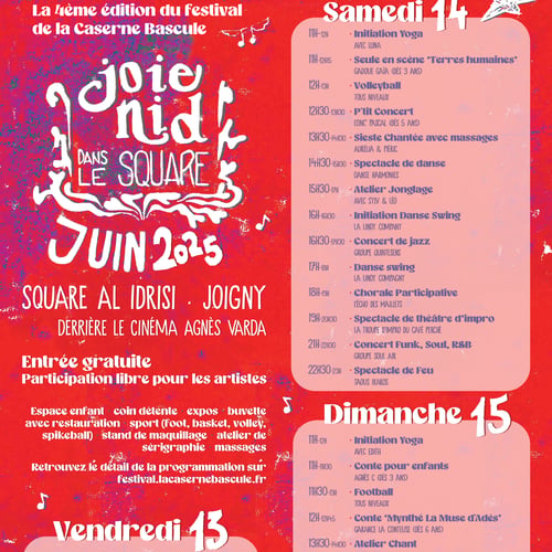 Festival Joie-nid dans le square 2025 prog