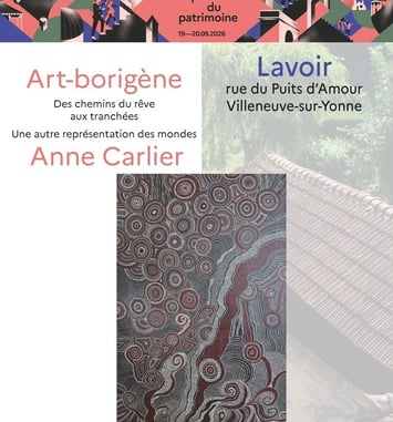 Exposition d'Anne Carlier, « Art-borigène», au lavoir, avec la présence de l'artiste